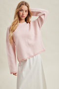 Stripe Drop Shoulder Sweater - Pink/White