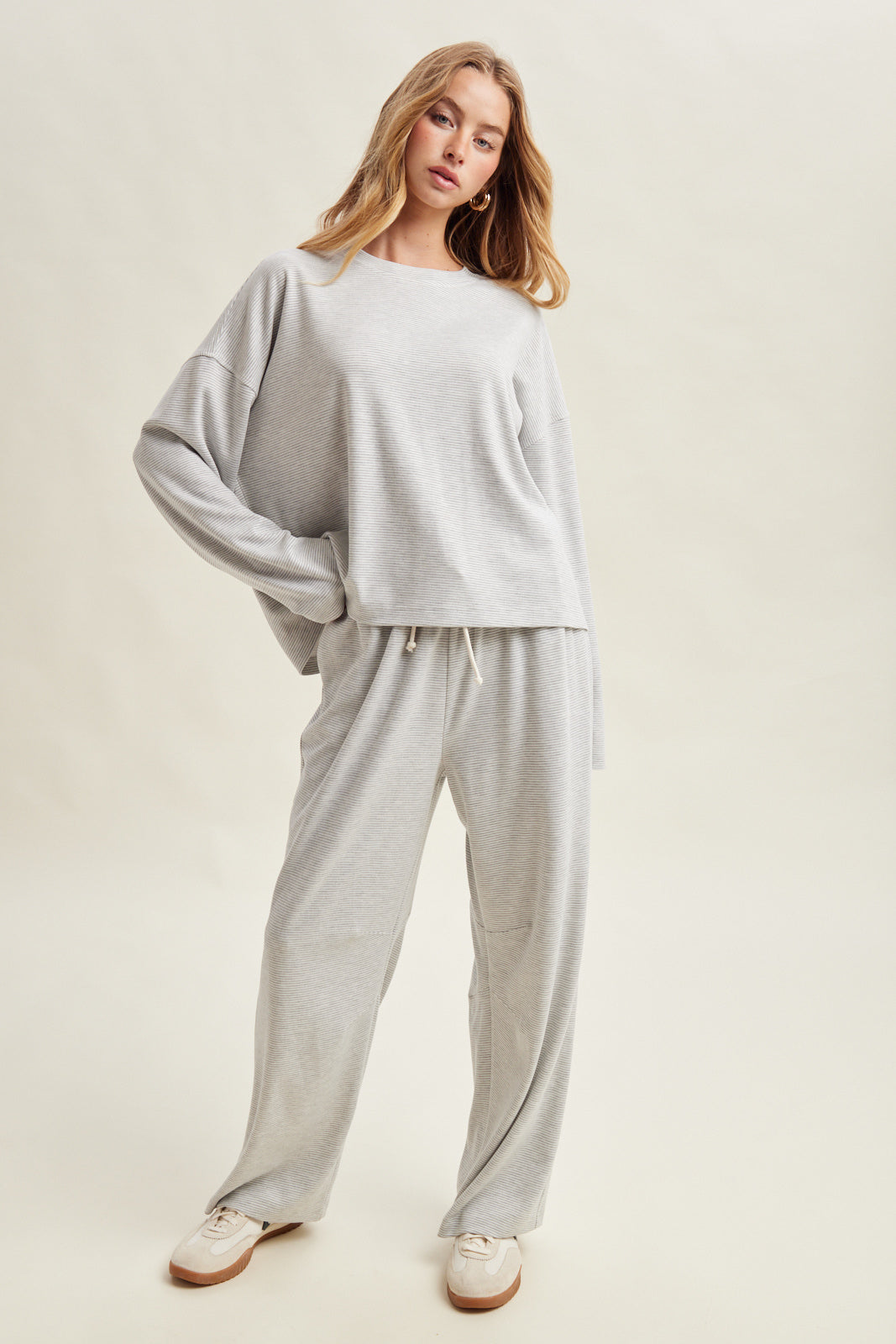 Striped Knit Top and Pant Set