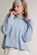 Striped Half Zip Knit Pullover - Blue/White