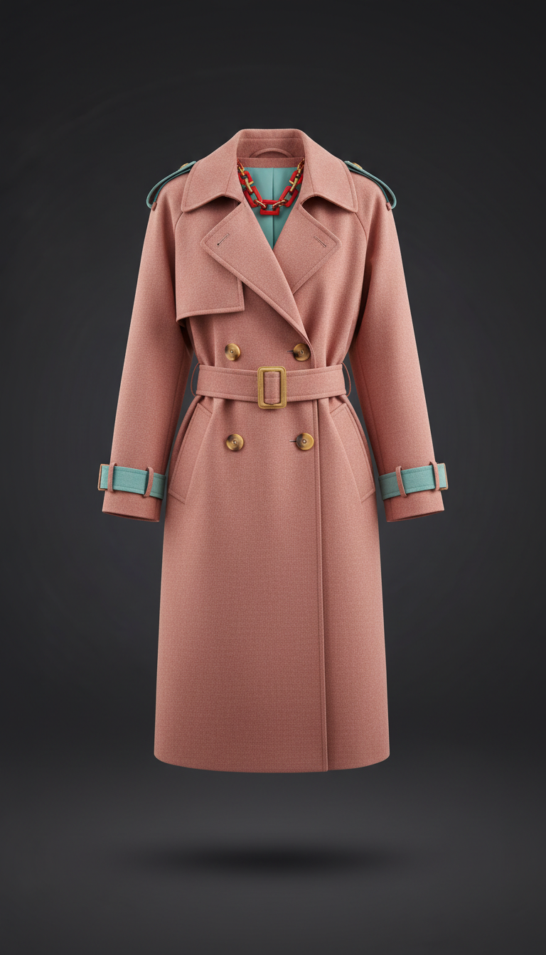 Wool Blend Trench With Matte Hardware