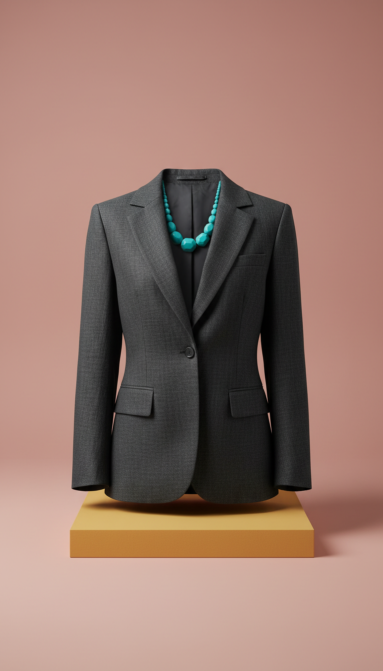 Linen Cropped Jacket With Contrast Stitching