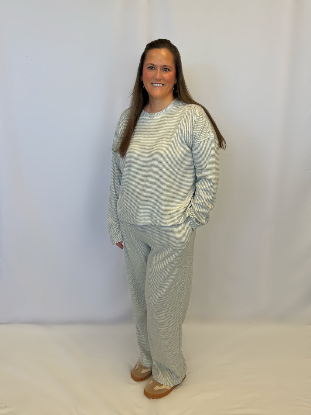 Striped Knit Top and Pant Set