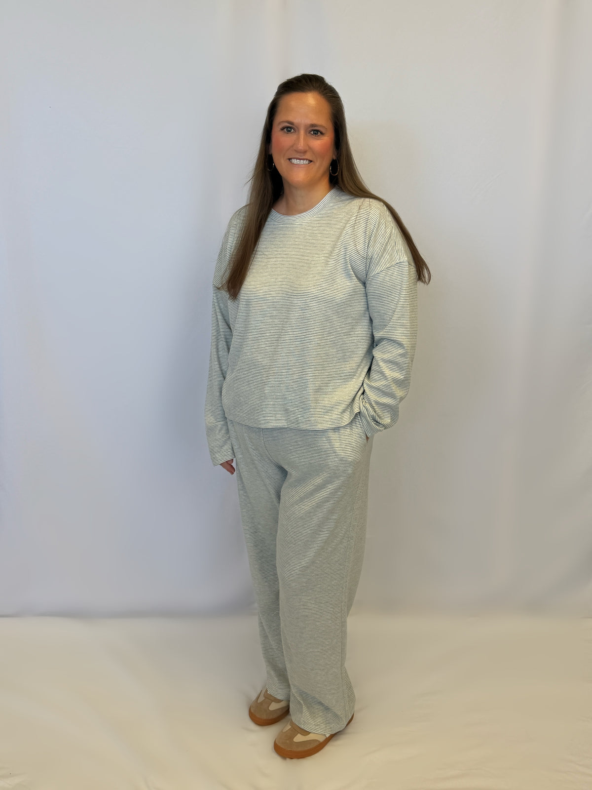 Striped Knit Top and Pant Set