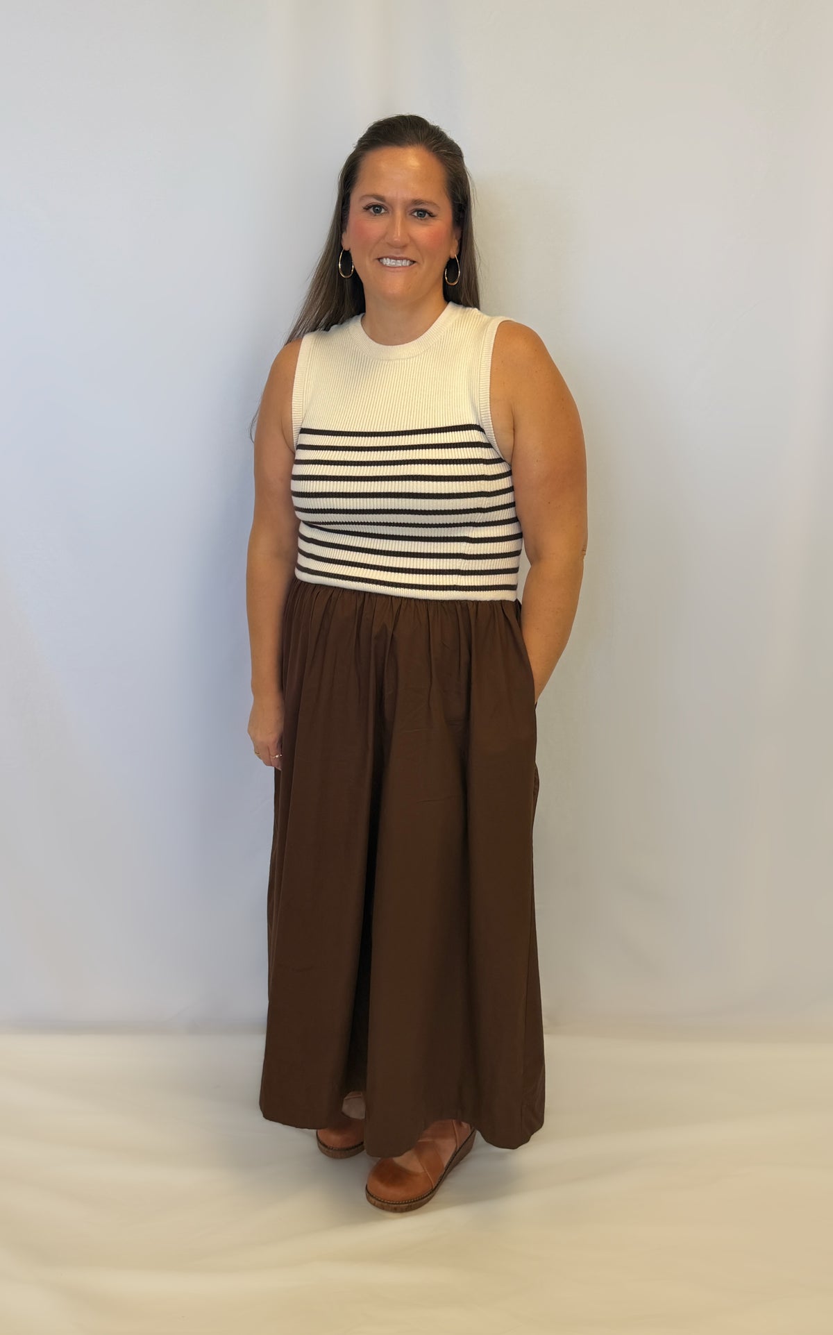Sleeveless Striped Knit Dress