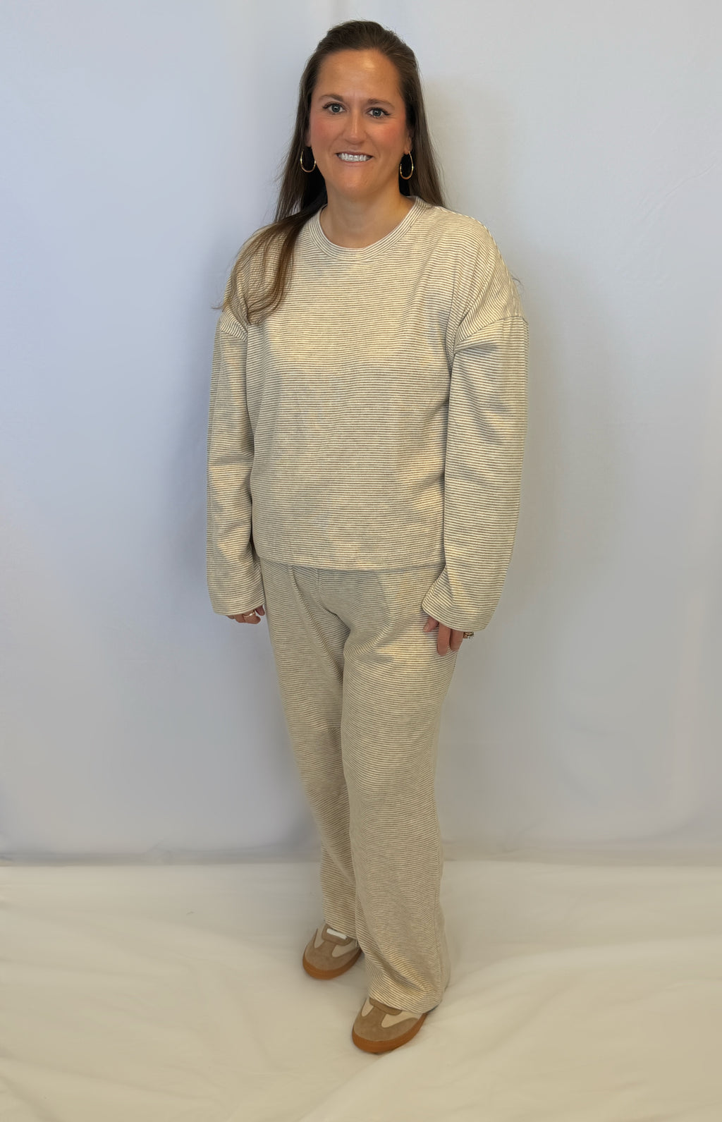 Striped Knit Top and Pant Set