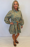 Dusty Teal Paisley Dress