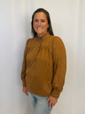 Frilled Button Neck - Camel