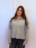 Striped Half Zip Knit Pullover - Blue/White