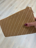 Rectangle Leather Clutch Bag - Beige