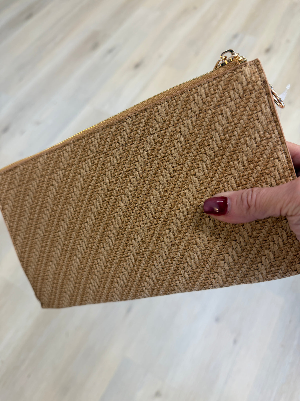 Rectangle Leather Clutch Bag - Beige
