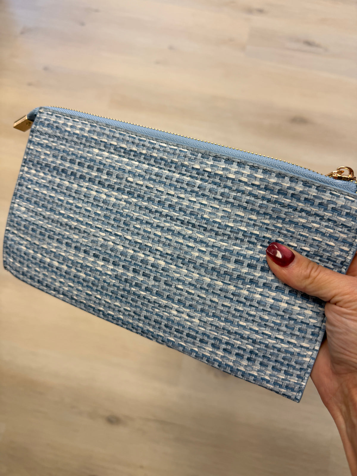 Rectangle Leather Clutch Bag - Blue