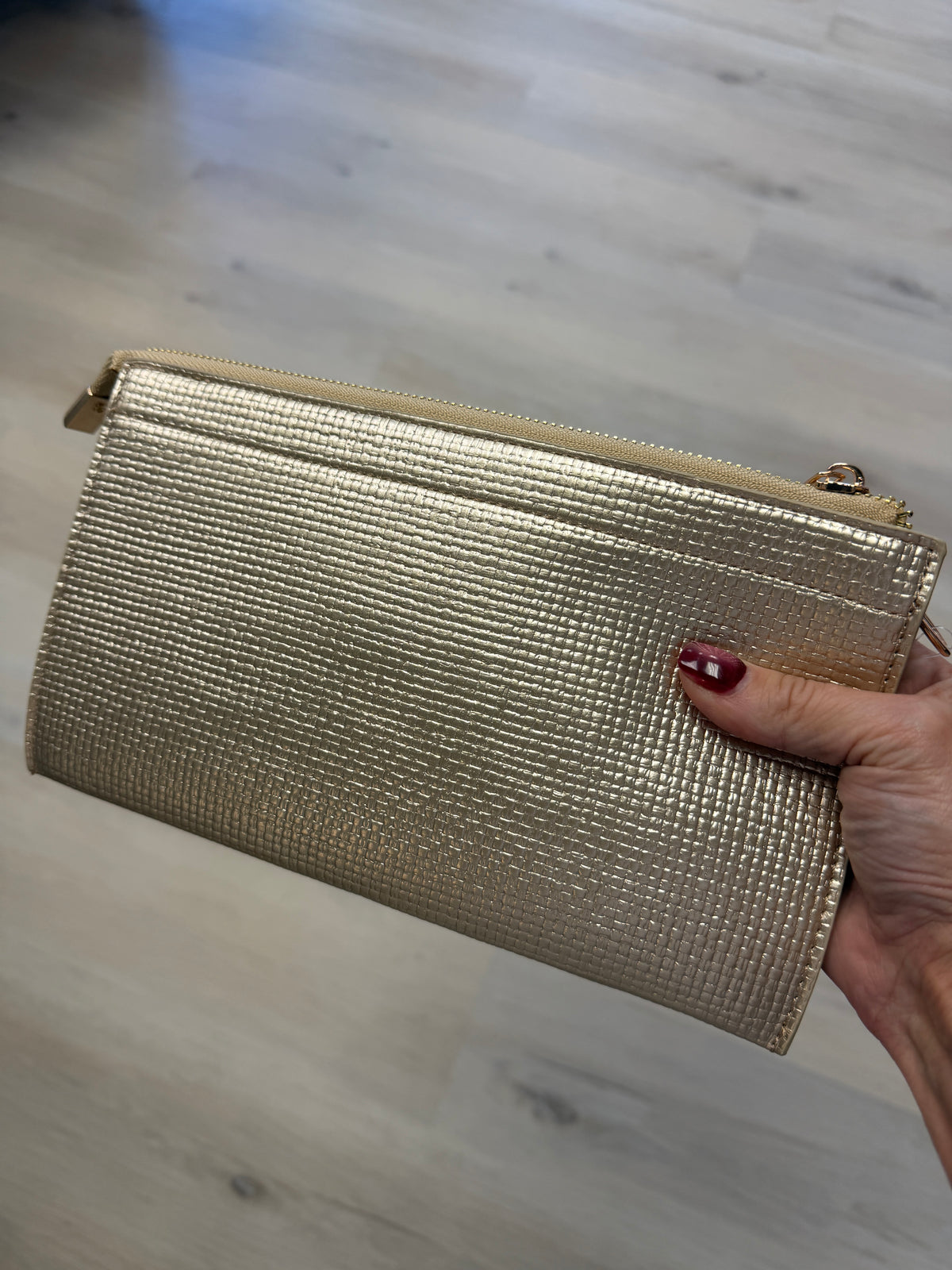 Rectangle Leather Clutch Bag - Gold