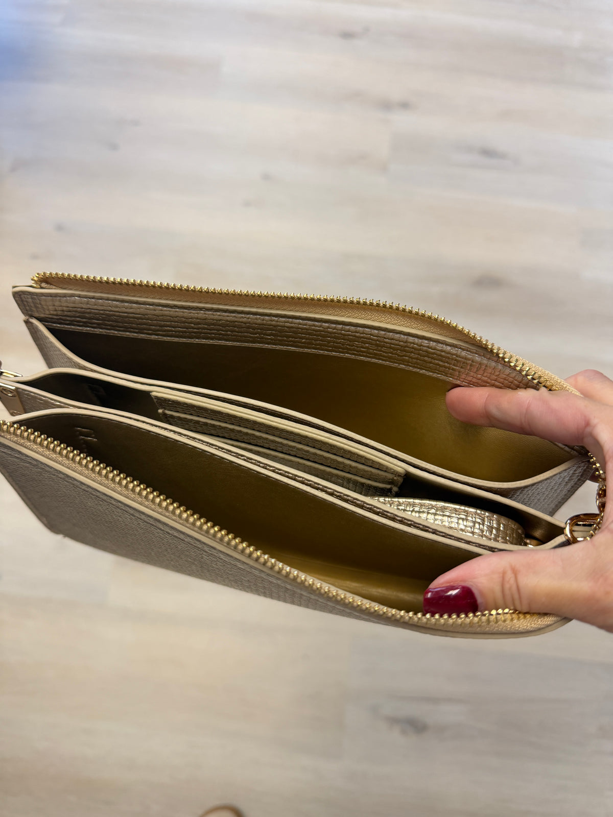 Rectangle Leather Clutch Bag - Gold