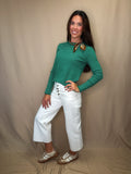 White Button Front Pant