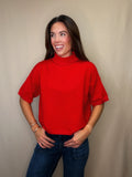 Mock Neck Short Sleeve Sweater