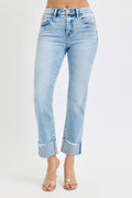 High Rise-Crop Straight Cuffed Jean