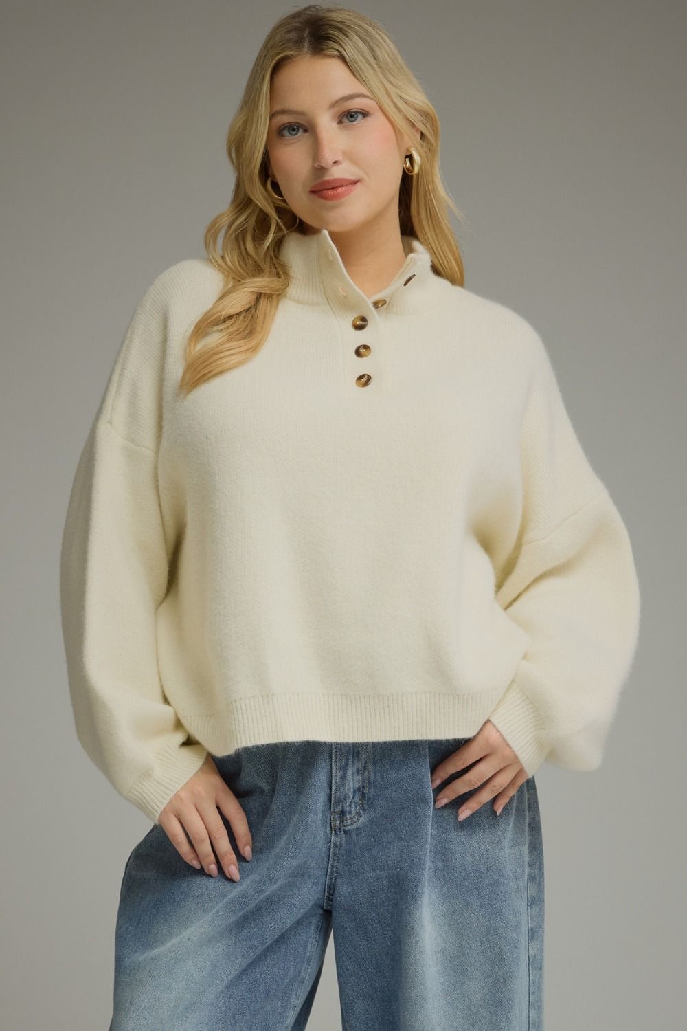 Balloon Sleeve Sweater - PLUS