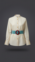 Cotton Poplin Blouse With Balloon Sleeves
