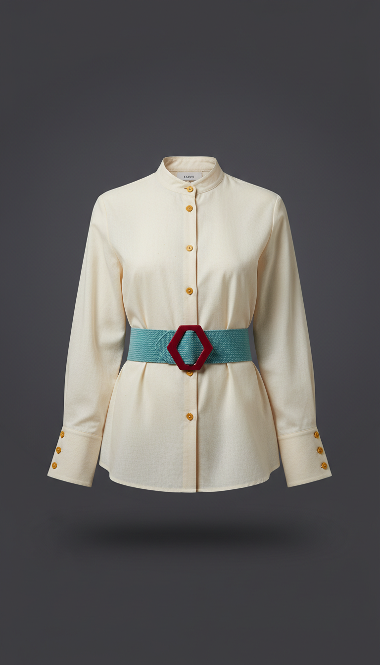 Cotton Poplin Blouse With Balloon Sleeves