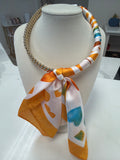 Silk Scarf Wrapped Collar Necklace - Yellow
