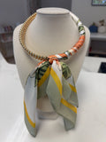 Silk Scarf Wrapped Collar Necklace - Peach