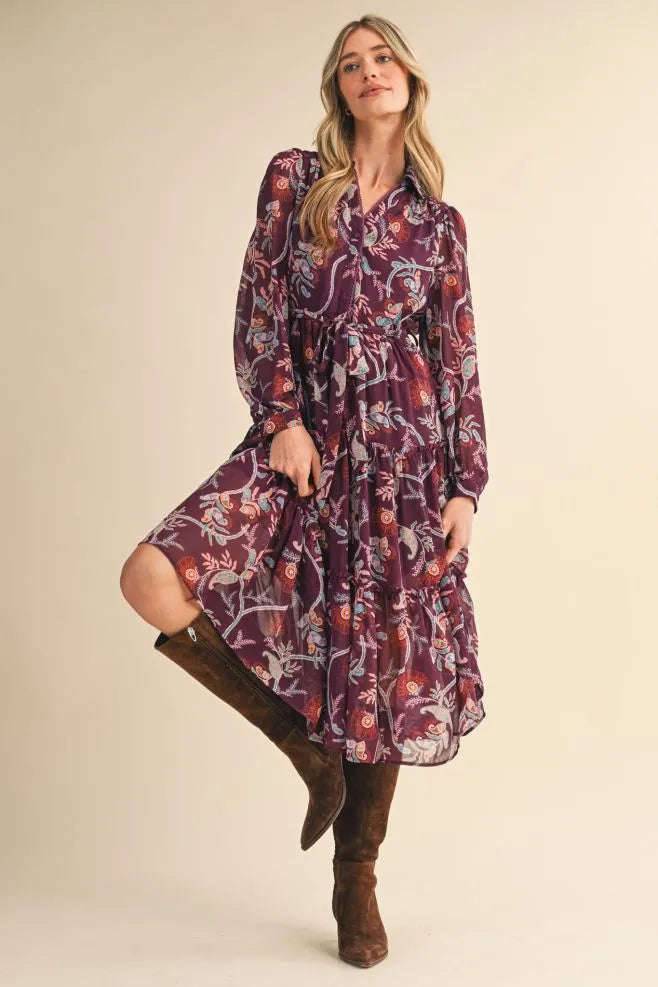 Plum Paisley Dress
